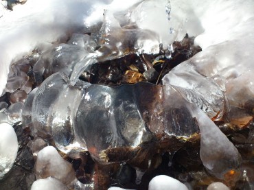 隆起してできた氷の形。息の形なのだろうか？