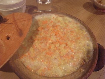 13日、だ～いスキな『人参粥』。香りが豊かです。