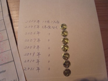 休会せずに、月4回を通われる方には金のオーム・マークが！